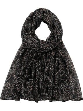 Women's Black Stylish Cover Hijab Cotton Voile Wrap for Spring Fall Scarf Shawl